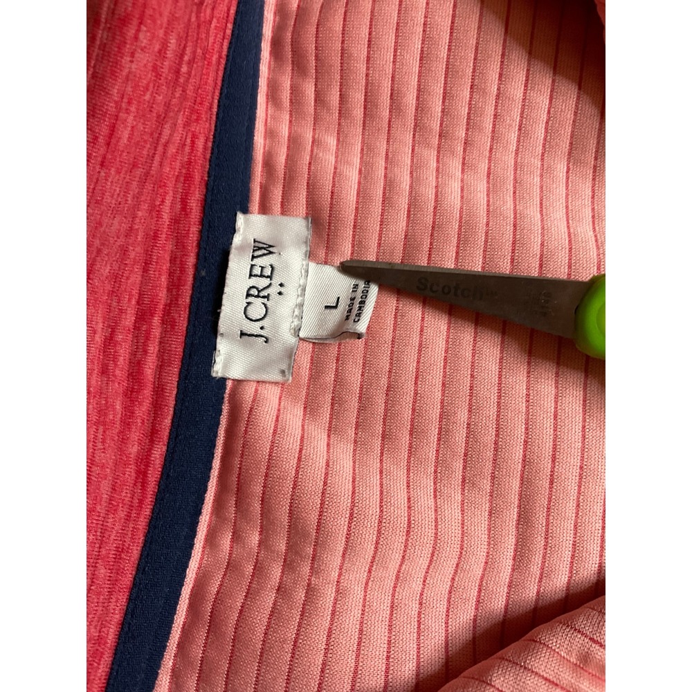J‎ Crew Textured Snap Neck Pullover Fleece Coral Navy Blue Size L - Picture 4 of 5